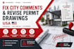 fix city comments and revise permit drawings USA