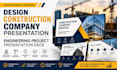 design construction company presentation, egineering project presentation deck