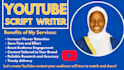 do youtube script writing, screenplay, screen writing, movie script writing