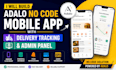 build no code app, mobile app with delivery tracking system admin panel in adalo