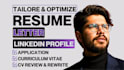 do resume optimization  linkedln opt review react app cv node js cover letter