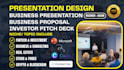 design investor pitch deck, business proposal, b2b animated presentation