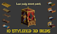 create 3d low poly stylized bed assets for your game
