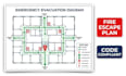 design fire emergency evacuation plan, egress plan and fire escape map