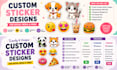 create trendy sticker designs for social media and print