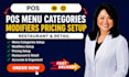 pos menu categories modifiers pricing setup restaurant