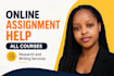 assist with sophia learning, studycom, straighterline, courses, assigned tasks
