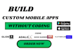 build no code app  adalo , gilde , goodbarber  , flutterflow