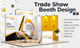 design trade show booth, exhibition stand, backdrop and banner for your brand