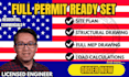 licensed engineer,permit ready building permit, USA licensed architect, pe stamp