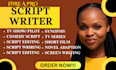 screenplay, screen writing, script writing, movie script, tv pilot, tv series