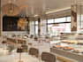 redesign restaurant interior rendering, cafe,bar,lounge,event hall,2d floor plan
