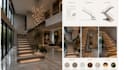 design modern 3d staircase, spiral staircase and handrail render