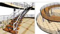 design and render modern 3d staircase, spiral staircase and handrail