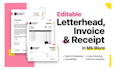 design editable ms word letterhead, invoice and receipt templates