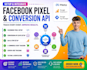 setup facebook pixel, meta conversion API, ga4 and server side tracking