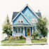 create a watercolor house portrait or buildings