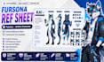 create furry character ref sheet, fursona ref sheet, anthro reference