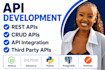 develop rest API, API integration, node js backend services