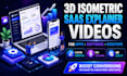 create stunning custom 3d isometric animation and saas explainer video