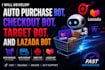 develop auto purchase bot, target bot, lazada bot, checkout bot, pokemon