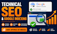 do technical SEO audit, fix on page and index site on google