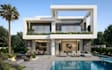 cgi render for beach villa,3d duplex house exterior, outdoor lounge layout,patio