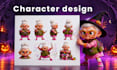 design a 3d pixar style character or mascot with model sheet