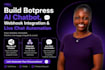 build botpress ai chatbot, webhook integration and live chat automation