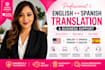 help with english to spanish translation virtual assistance, document formatting