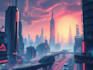 do cyberpunk scifi futuristic city