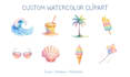 create custom watercolor clipart sets and icons