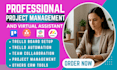 do project management using trello slack asana and monday com virtual assistant