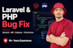 fix laravel, PHP issues and backend apis