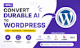 convert durable ai to wordpress, hostinger ai, replit, lovable or wix website