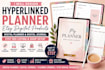 design etsy digital planner, hyperlinked planner,