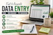 do fast and accurate data entry, excel, web research, and PDF conversion