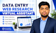 do data entry, web research and virtual assistant work