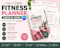create fitness tracker templates, canva design, journal, editable, planner