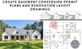 create basement conversion permit plans and renovation layout drawings