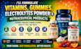 formulate vitamins, gummies, electrolytes powder and nutraceutical products