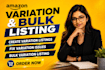 create amazon variations and fix variation issues bulk listing
