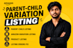 create or fix amazon parent child variation listing