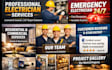 design an electrician website with wordpress, wix, squarespace, electrical