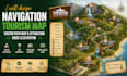 design navigation tourism map, visitor path map, attraction guide illustration