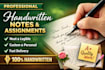 do handwriting service for notes, cards assignments