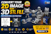 convert your 2d image into 3d stl file for modeling  3d printing