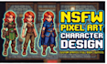 nsfw pixel art, pixel art animation, 2d sprite sheet, pixel background