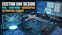 custom uavs and fixed wing vtol quadcopter 3d printable drone design