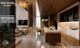 create 3d interior rendering for kitchen and living room